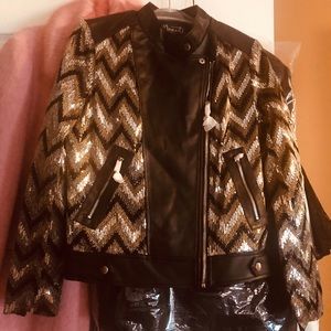Sequin and PU jacket
